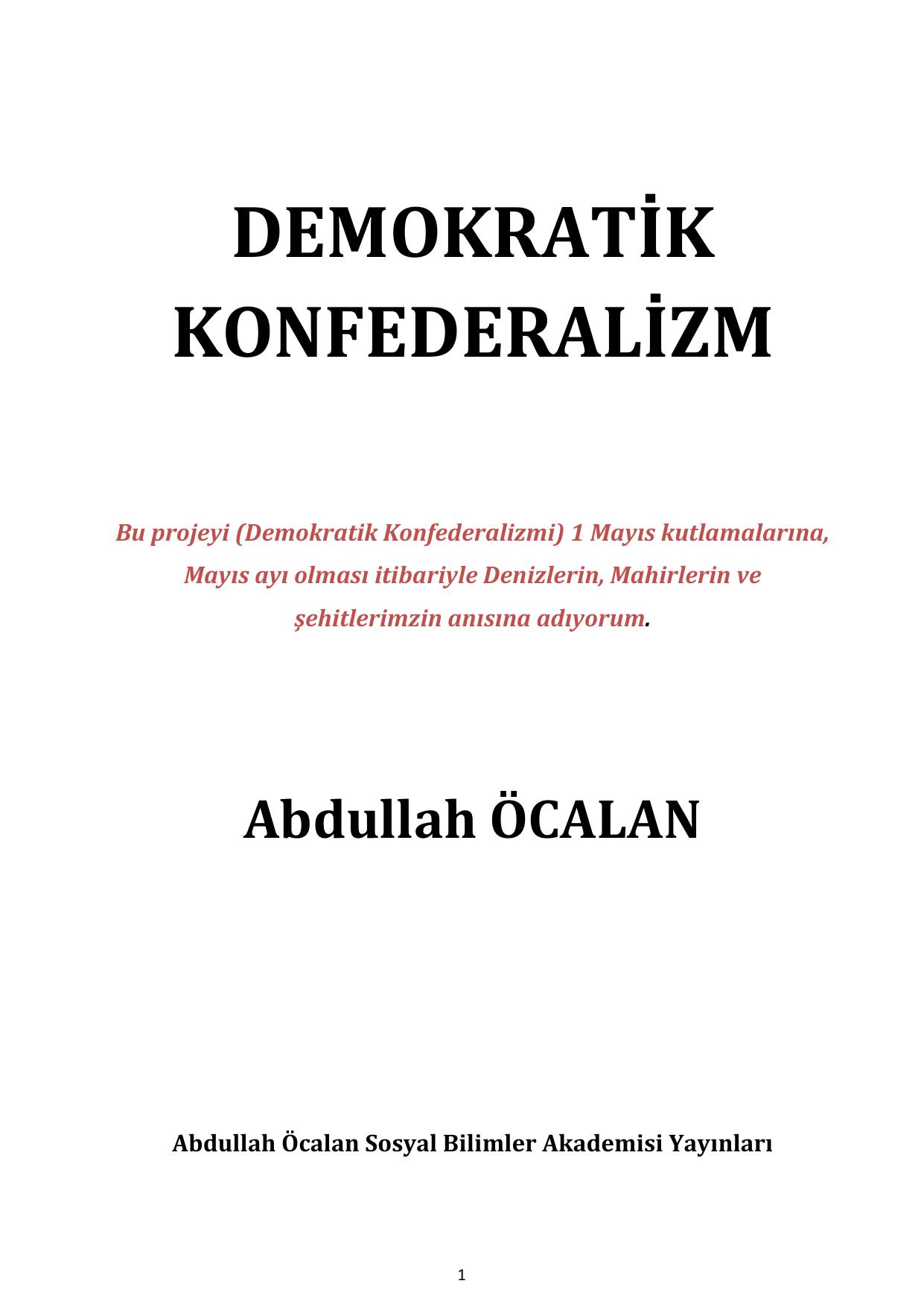 Demokratik Konfederalizm - Abdullah Öcalan