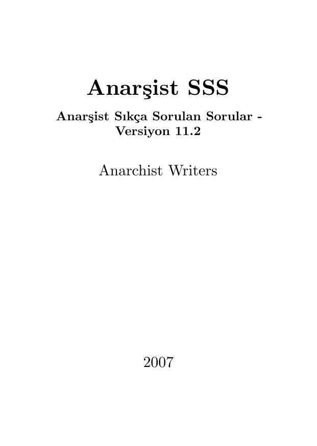 Anarşist SSS - Anarchist Writers