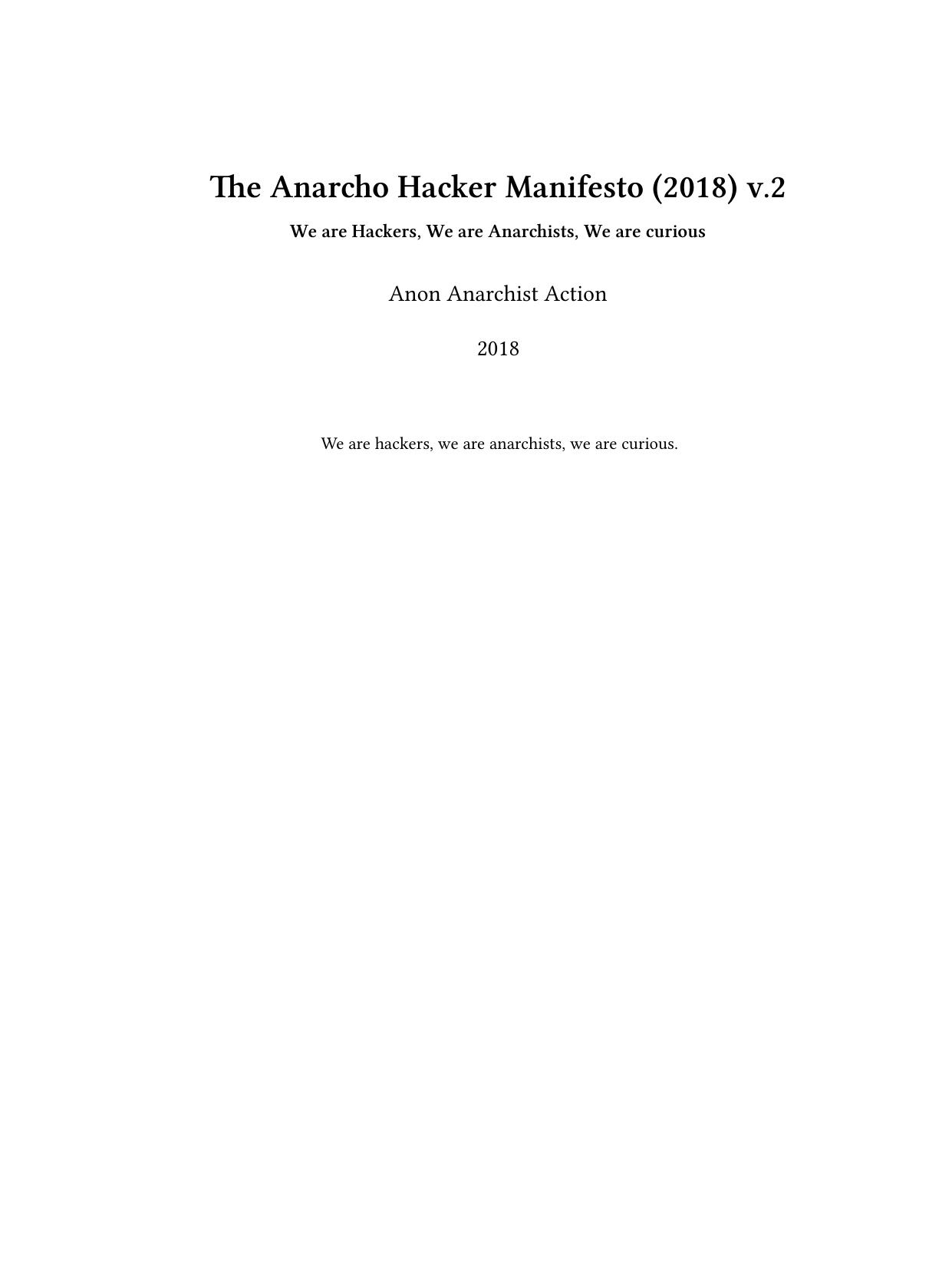 Anarcho Hacker Manifesto - Anon Anarchist Action