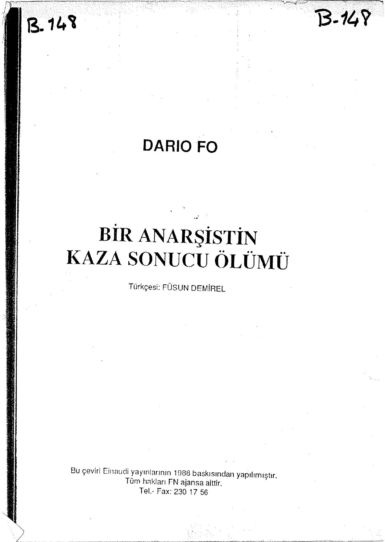 Bir Anarşistin Kaza Sonucu Ölümü - Dario Fo
