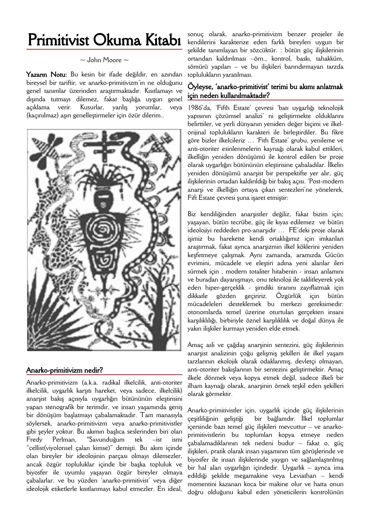 Primitivist Okuma Kitabı - John Moore