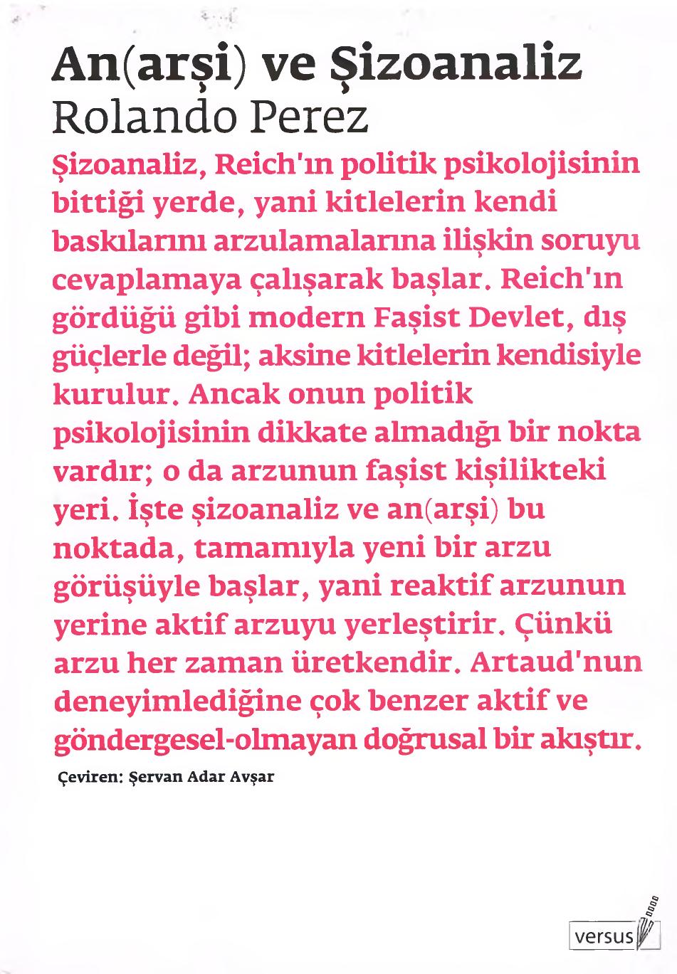 An(arşi) ve Şizoanaliz - Rolando Perez