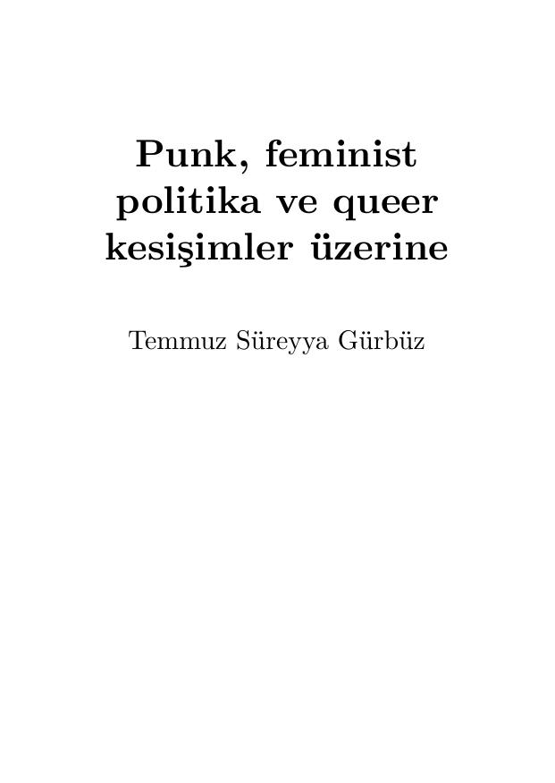 Punk, feminist politika ve queer kesişimler üzerine - Temmuz Süreyya Gürbüz